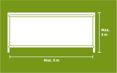 Lubratec roller shutters with marked maximum dimensions - Effective protection for predominantly wind-protected areas with additional ventilation effects