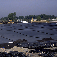 Detailed view of HUESKER geosynthetics for waterproofing, drainage and structuring.