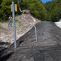 Detail view Fortrac 3D geogrid for effective slope stabilization