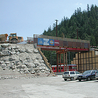 Temporary construction road bridge abutment