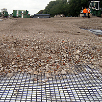 View of Basetrac® Duo-C geocomposite on a construction site