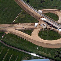 Aerial view of highway construction with Stabilenka geotextiles for soil reinforcement