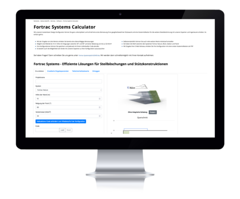 Free Fortrac Systems Calculator for geogrid reinforced retaining walls - Huesker Image of the Fortrac Systems Calculator - Huesker