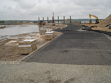 Geogrids combined with crushed stone.