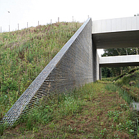 Double bridge abutment highway with Fortrac Gabion