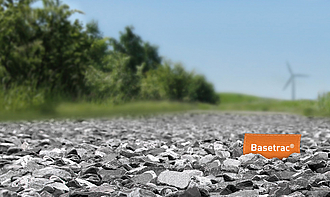 Base course reinforcement: close-up of asphalt