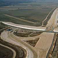 Highway under construction with Stabilenka geotextiles to reinforce the base