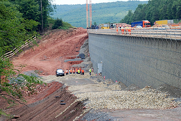 Close-up of the supporting structure currently under construction.