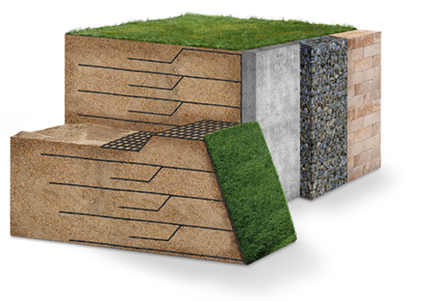 Fortrac Systems - Nature, gabion and block in model - Huesker Geosystems Fortrac Systems - Nature, gabion and block in model