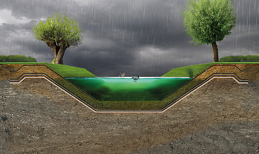 Rainwater retention basins Rainwater retention basins: Reliable waterproofing with geosynthetic clay liners