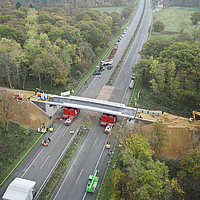 Overpass structure for pedestrians with Fortrac panel