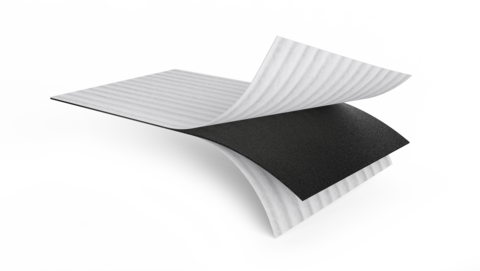 Tektoseal Active - close-up of the contaminant barrier with activated carbon Close-up of the contaminant barrier - Tektoseal Active with activated carbon and geotextiles.