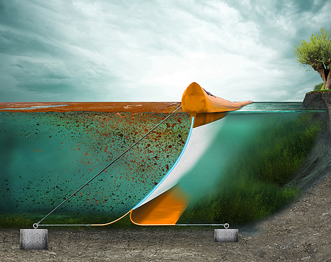 Tektoseal Active as an absorbent protective curtain in waters Tektoseal Active: Effective protective curtain in waters for pollutant absorption