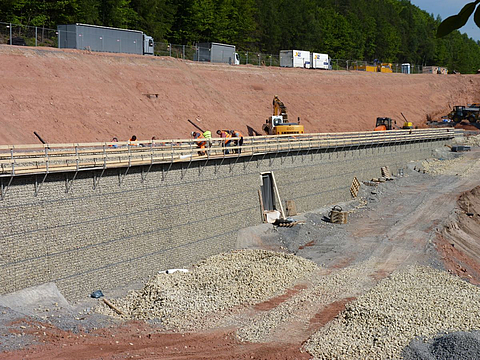 Construction of the supporting structure using geogrids.