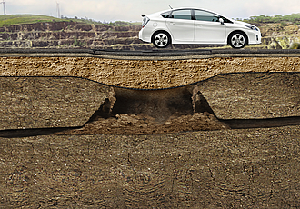 Temporary and permanent geosynthetic sinkhole bridging.