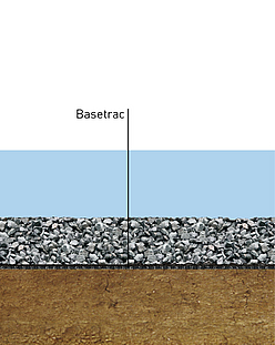 Optimized Construction Roads with HUESKER Basetrac Geosynthetics Road cross-section with HUESKER Basetrac geosynthetics for optimized construction roads